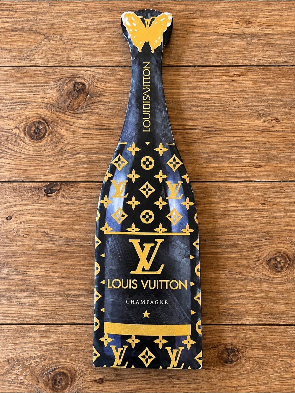 Licensed Louis Vuitton Champagne Bottle Decor Double-Sided 13”